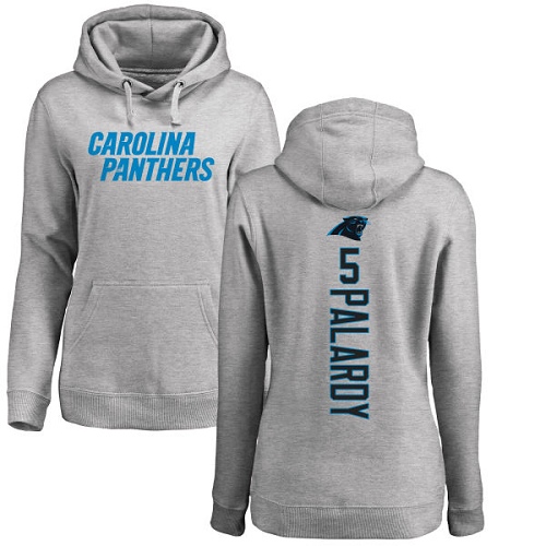 Carolina Panthers Ash Women Michael Palardy Backer NFL Football #5 Pullover Hoodie Sweatshirts->women nfl jersey->Women Jersey